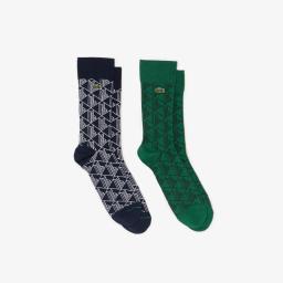 Носки LACOSTE MONOGRAM JACQUARD navy/green 